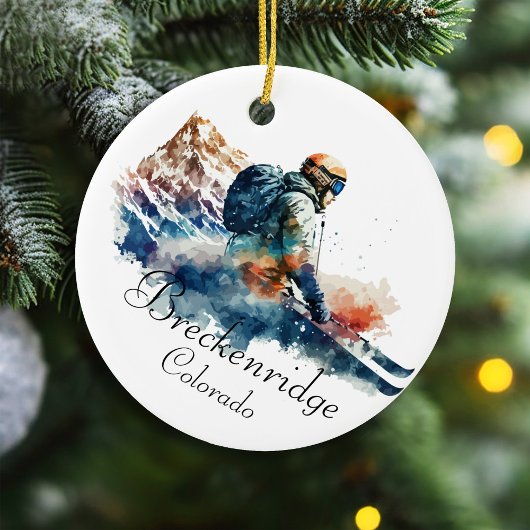 Breckenridge Colorado Waterverf Snowboarden Keramisch Ornament