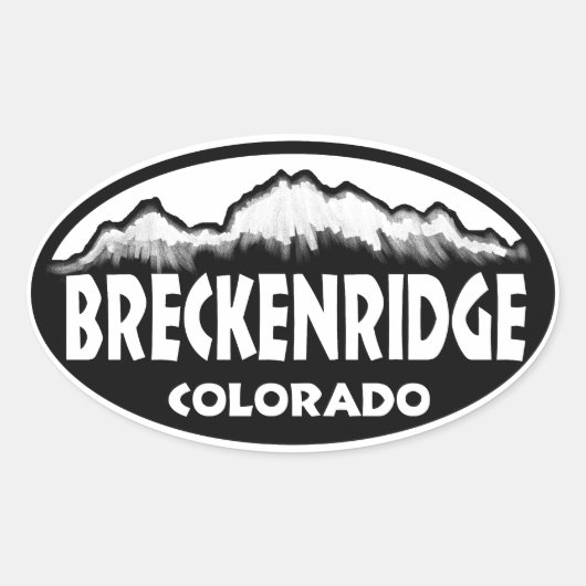 Breckenridge Colorado zwart witte ovale stickers (Voorkant)
