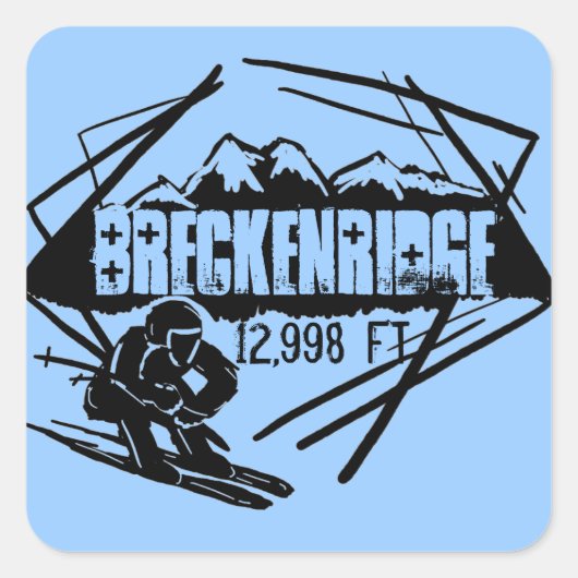 Breckenridge hoogte ski-stickers vierkante sticker (Voorkant)
