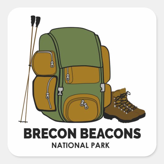 Brecon Beacons National Park rugzak Vierkante Sticker (Voorkant)