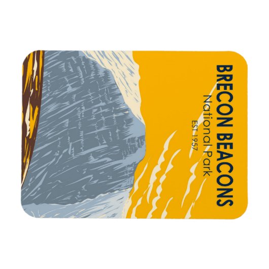 Brecon Beacons National Park Wales Pen Y Fan Retro Magneet (Horizontaal)