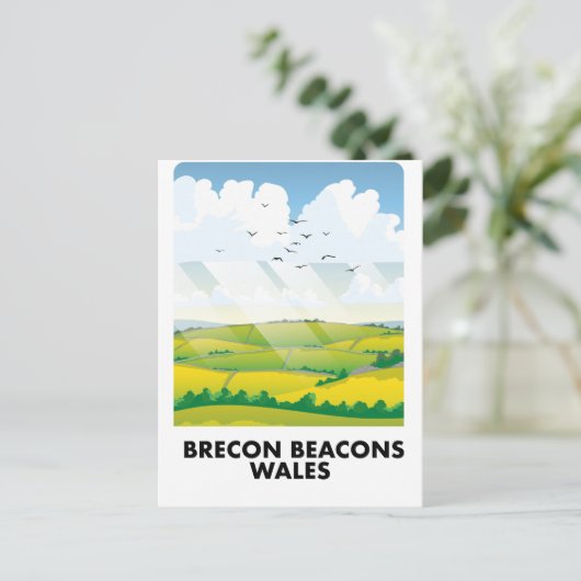 Brecon Beacons wales reisposter Briefkaart (Staand voorkant)