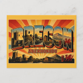 Brecon Wales Kathedraal Stad Vintage Reis Kunst Briefkaart