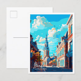 Breda Nederland Kunst vintage reisillustratie Briefkaart