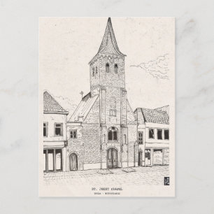 Breda Nederlandse Vintage Architectuur Schets Kuns Briefkaart