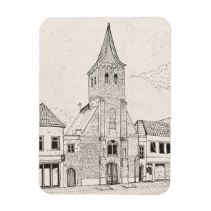 Breda Nederlandse Vintage Architectuur Schets Kuns Magneet