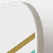 Brede Aqua Gouden Gele Racing Stripes op Wit Pickleball Paddle (Links Detail)