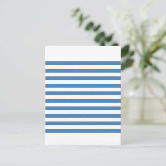 Brede bandstaal - wit en staal blauw briefkaart (Staand voorkant)