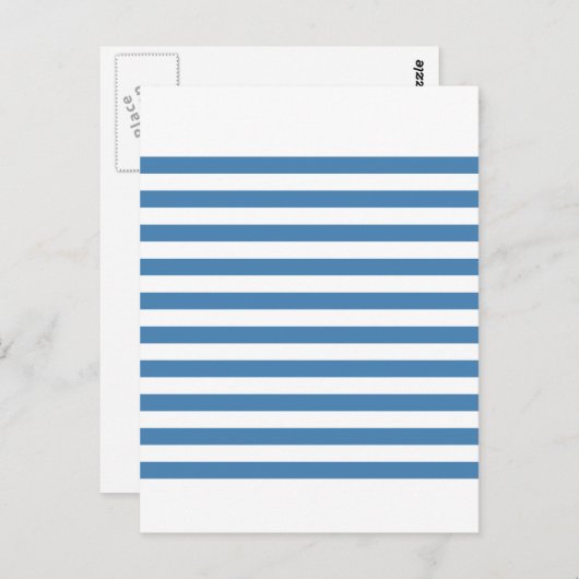 Brede bandstaal - wit en staal blauw briefkaart (Voorkant / Achterkant)