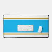 Brede Bold Bright Sky Blue Racing Stripes op Wit Bureaumat (Keyboard & Muis)