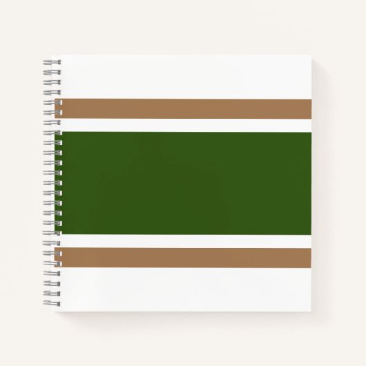Brede Bold Forest Groen Bruin Wit Racing Stripes Notitieboek (Voorkant)
