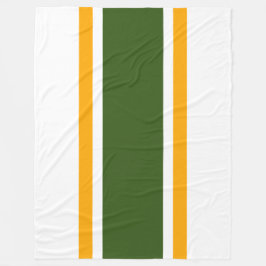 Brede bos groen geel racestrepen op wit fleece deken