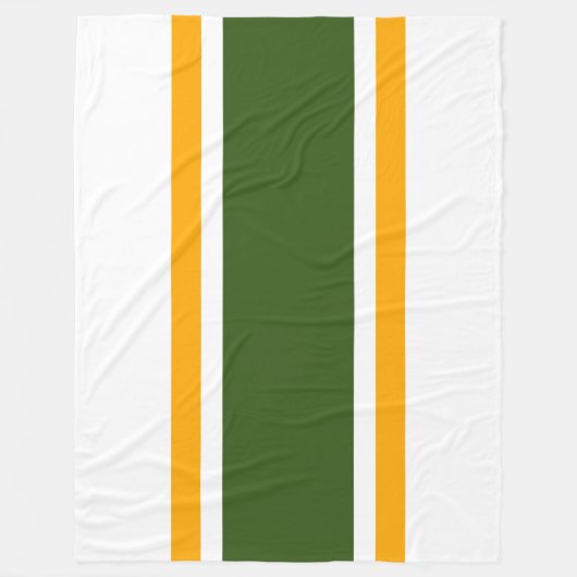 Brede bos groen geel racestrepen op wit fleece deken (Voorkant)