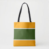 Brede bos groene witte strepen op vet geel tote bag (Voorkant)