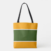 Brede bos groene witte strepen op vet geel tote bag (Achterkant)