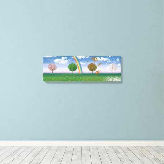 Brede canvas print vier seizoenen digitale kunst (Insitu (Houten vloer))