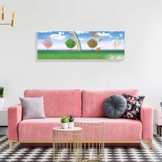 Brede canvas print vier seizoenen digitale kunst (Insitu (Woonkamer))