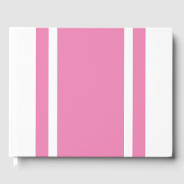 Brede elegante roze racestrepen op knapperig wit gastenboek