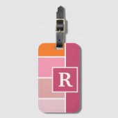 Brede Feminine Stripes met monogram Bagagelabel (Voorkant (verticaal))