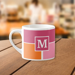 Brede Feminine Stripes met monogram Espresso Kop