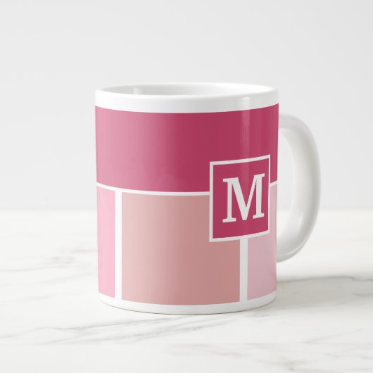 Brede Feminine Stripes met monogram Grote Koffiekop (Voorkant rechts)