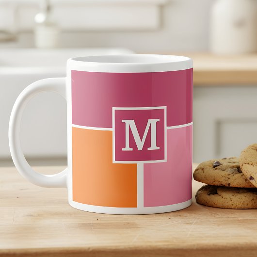 Brede Feminine Stripes met monogram Grote Koffiekop