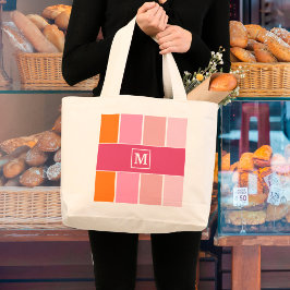 Brede Feminine Stripes met monogram Grote Tote Bag