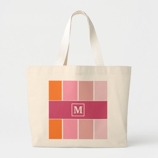 Brede Feminine Stripes met monogram Grote Tote Bag (Voorkant)