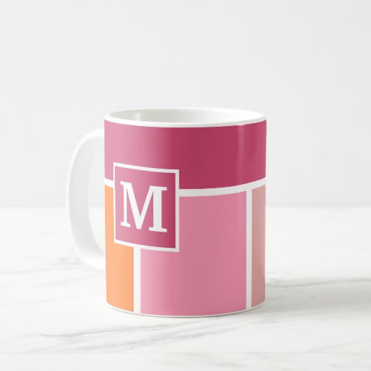 Brede Feminine Stripes met monogram Koffiemok (Voorkant links)