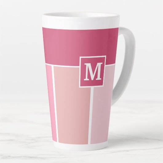 Brede Feminine Stripes met monogram Latte Mok (Rechterhoek)