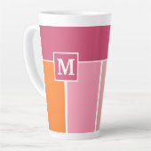 Brede Feminine Stripes met monogram Latte Mok (Linkerhoek)