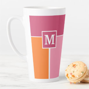 Brede Feminine Stripes met monogram Latte Mok