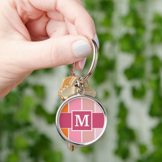 Brede Feminine Stripes met monogram Sleutelhanger (Hand)