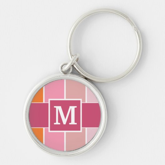 Brede Feminine Stripes met monogram Sleutelhanger (Voorkant)
