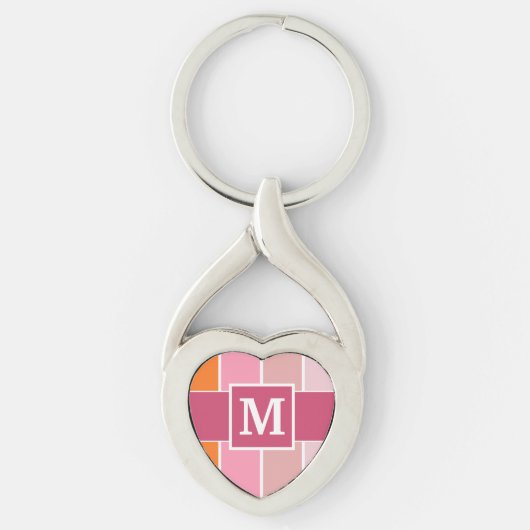 Brede Feminine Stripes met monogram Sleutelhanger (Voorkant)