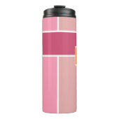 Brede Feminine Stripes met monogram Thermosbeker (Voorkant)