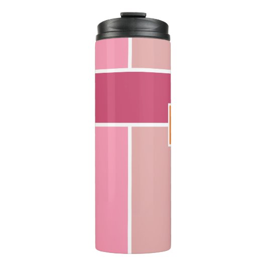 Brede Feminine Stripes met monogram Thermosbeker (Voorkant)