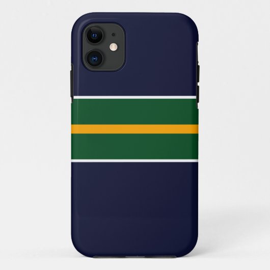 Brede Forest Green Yellow Racing Stripes op de Mar Case-Mate iPhone Case (Achterkant)