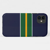 Brede Forest Green Yellow Racing Stripes op de Mar Case-Mate iPhone Case (Achterkant (horizontaal))