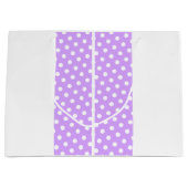 Brede gestippelde lichte Paarse renbanen op wit Groot Cadeauzakje (Voorkant)