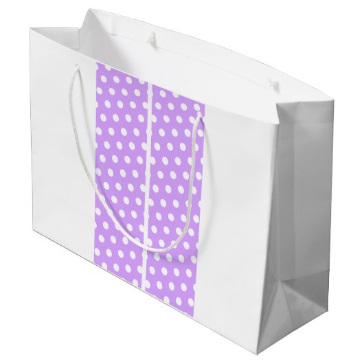 Brede gestippelde lichte Paarse renbanen op wit Groot Cadeauzakje (Achterkant Gekanteld)