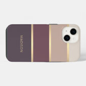 Brede gestreepte moderne monogramnaam iPhone hoesje (Achterkant horizontaal)