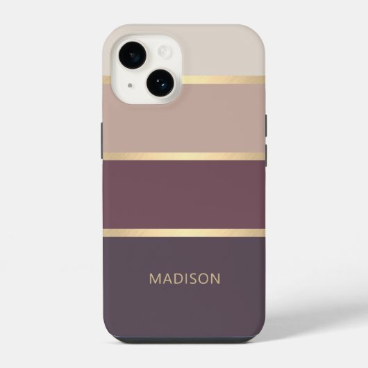 Brede gestreepte moderne monogramnaam iPhone hoesje (Achterkant)
