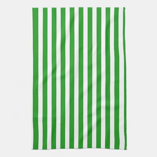 Brede Groene Witte Strepen Theedoek (Verticaal)