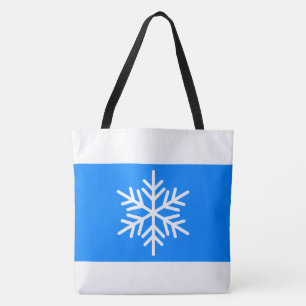 Brede heldere Alpenblauwe witte strepen Sneeuwvlok Tote Bag