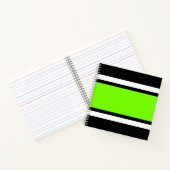 Brede Heldere Lime Groen Wit Zwart Racing Stripes Notitieboek (Binnen)