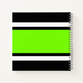 Brede Heldere Lime Groen Wit Zwart Racing Stripes Notitieboek (Achterkant)