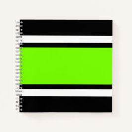 Brede Heldere Lime Groen Wit Zwart Racing Stripes Notitieboek