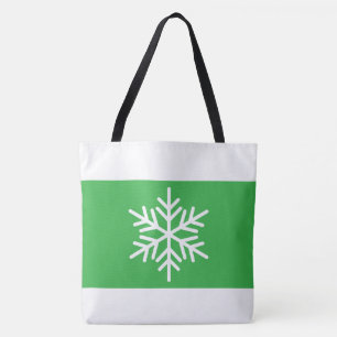 Brede heldere mooie groene witte strepen Sneeuwvlo Tote Bag