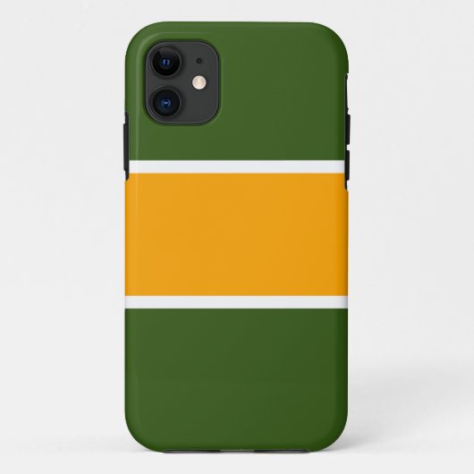 Brede heldergele witte strepen op bosgroen Case-Mate iPhone case (Achterkant)